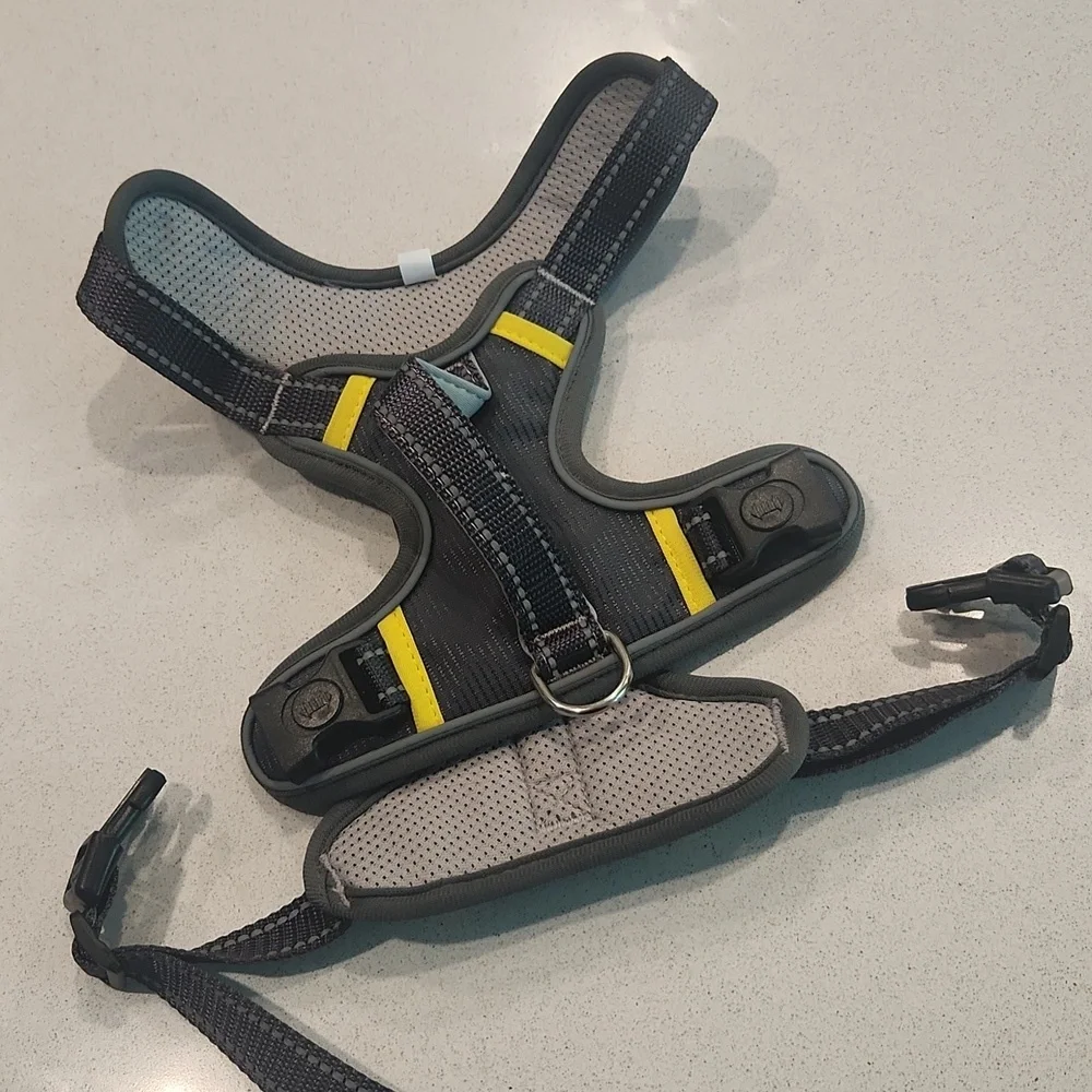 Gray and Yellow Dog Harness, New!